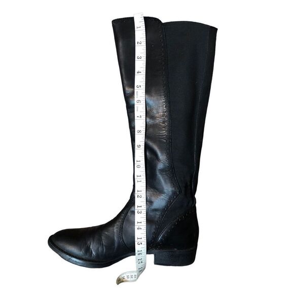 Loft Ann Taylor black leather riding boot with stretch band in back. size 7.5 - Picture 13 of 14